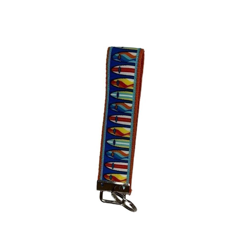 Colorful Surfboard Pattern Wristlet Keychain Multicolor Unisex Beach Theme